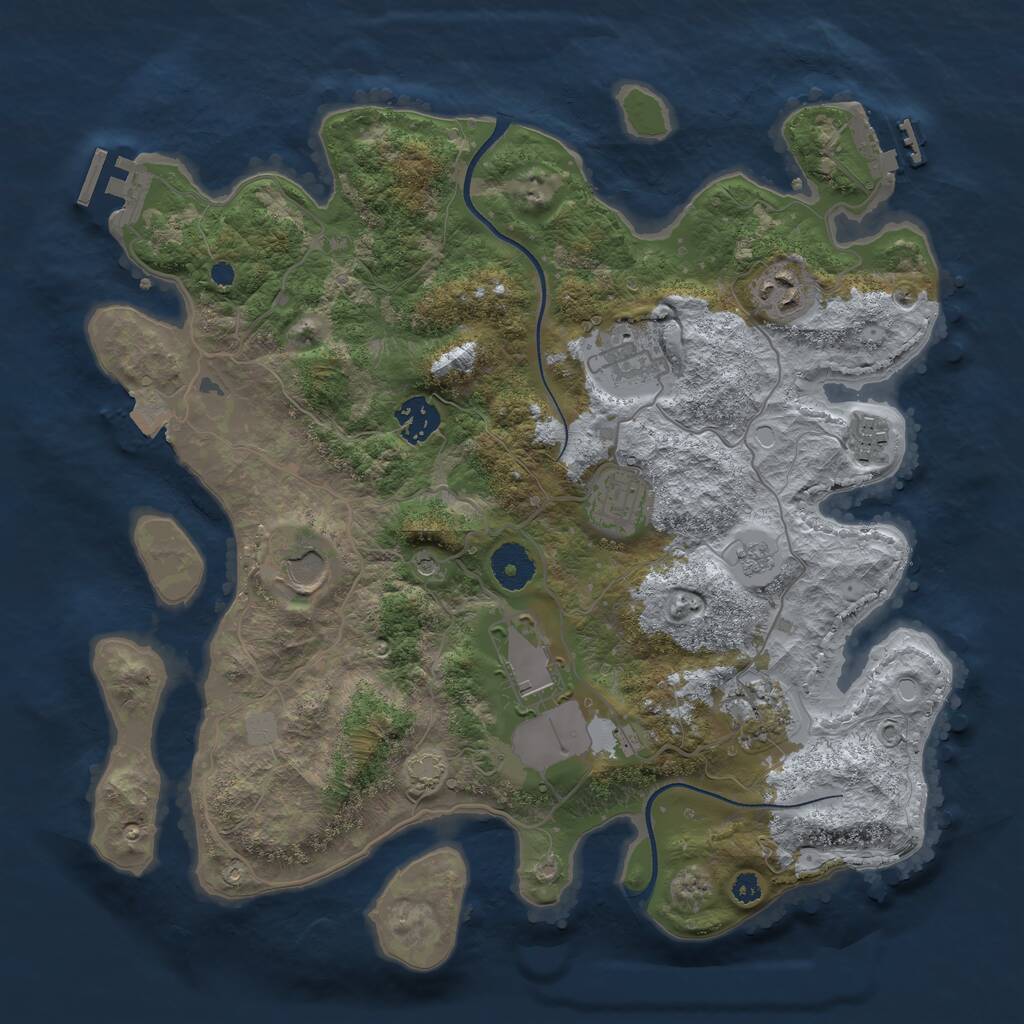 Rust Map: Procedural Map, Size: 3500, Seed: 8987, 14 Monuments