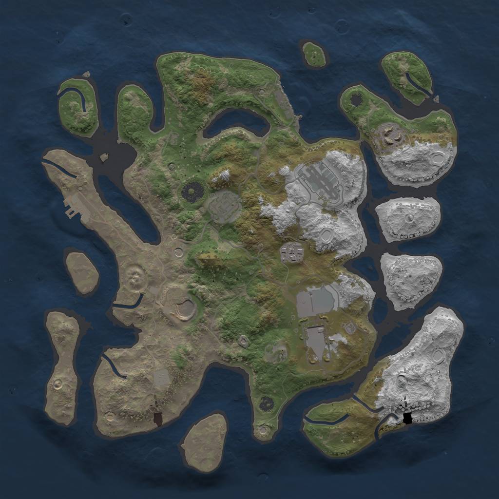 Rust Map: Procedural Map, Size: 3500, Seed: 8987, 14 Monuments