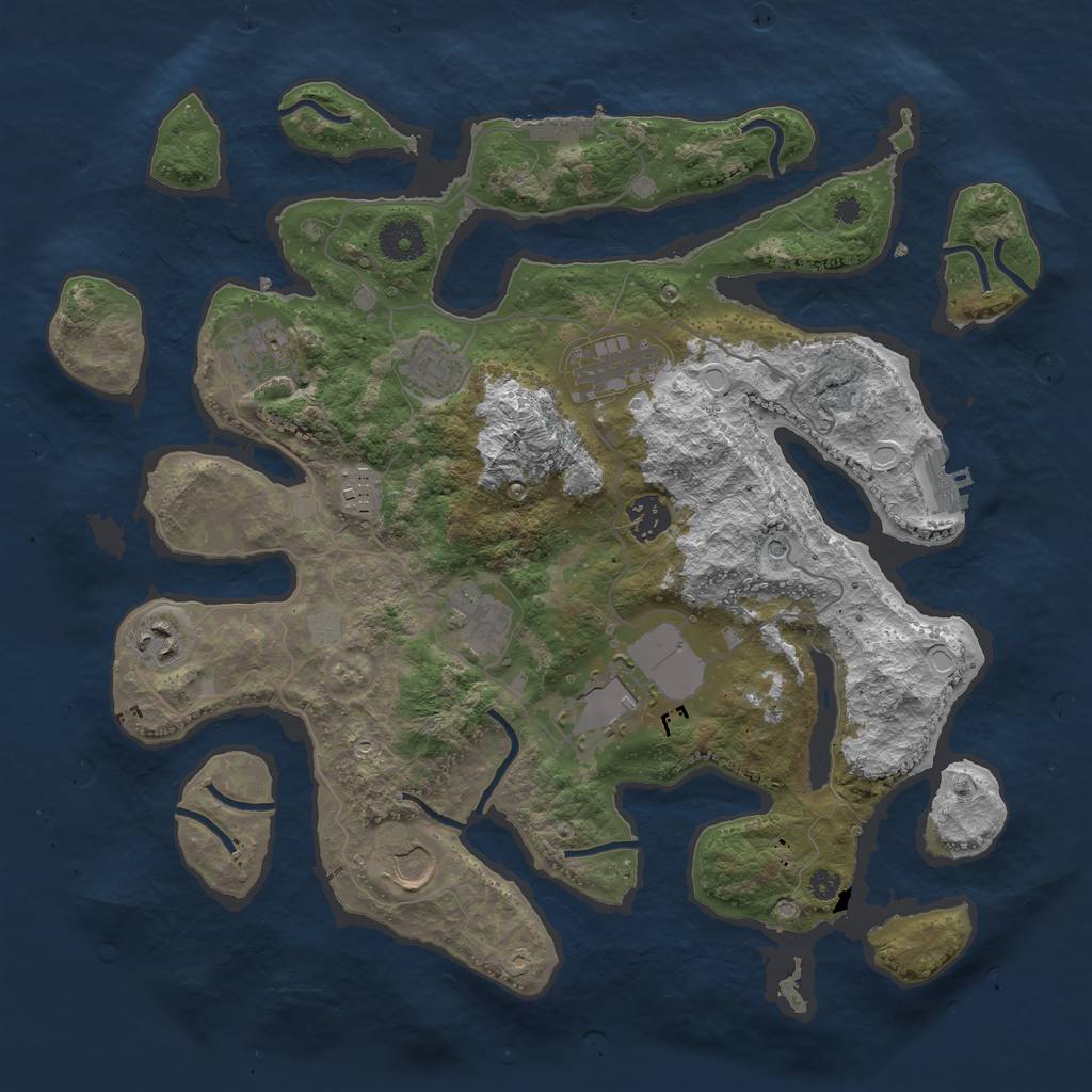 Rust Map: Procedural Map, Size: 3700, Seed: 3094187, 17 Monuments