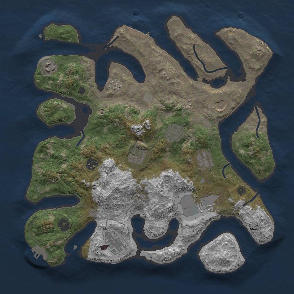 Rust Map: Procedural Map, Size: 3700, Seed: 3089401, 17 Monuments