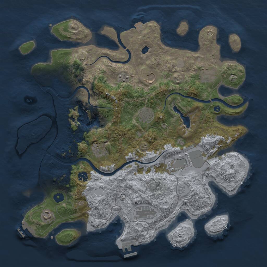 Rust Map: Procedural Map, Size: 4000, Seed: 889498, 15 Monuments