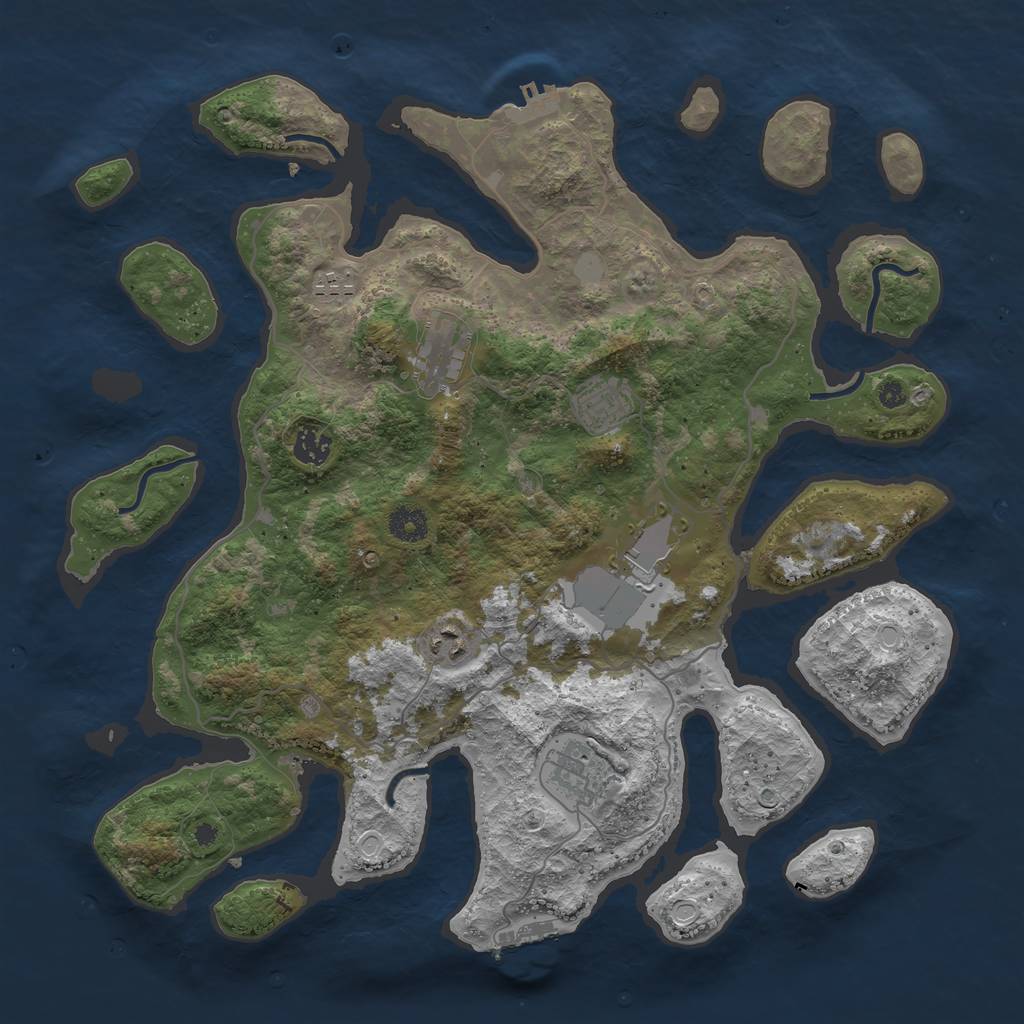 Rust Map: Procedural Map, Size: 4000, Seed: 889498, 14 Monuments