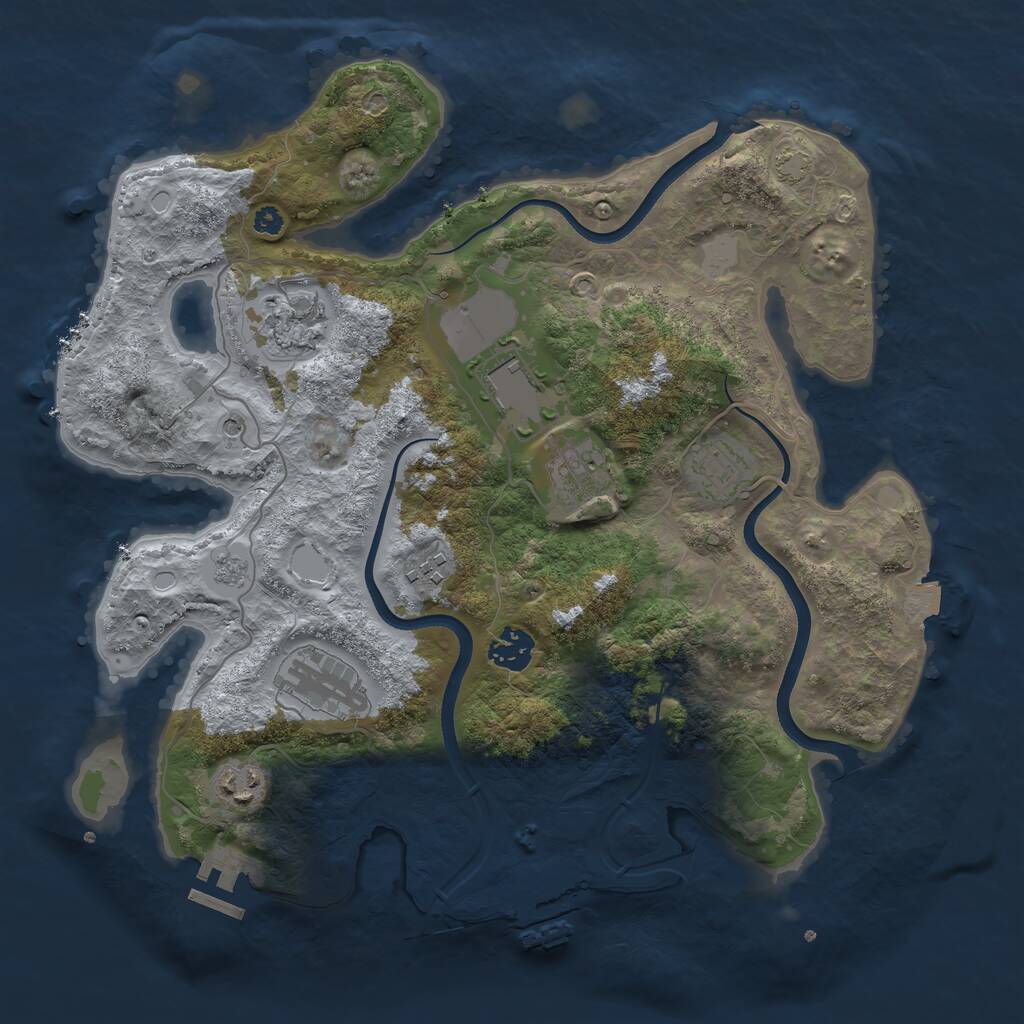 Rust Map: Procedural Map, Size: 3550, Seed: 416594, 14 Monuments
