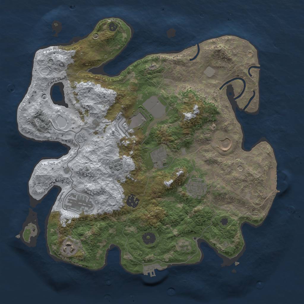 Rust Map: Procedural Map, Size: 3550, Seed: 416594, 17 Monuments