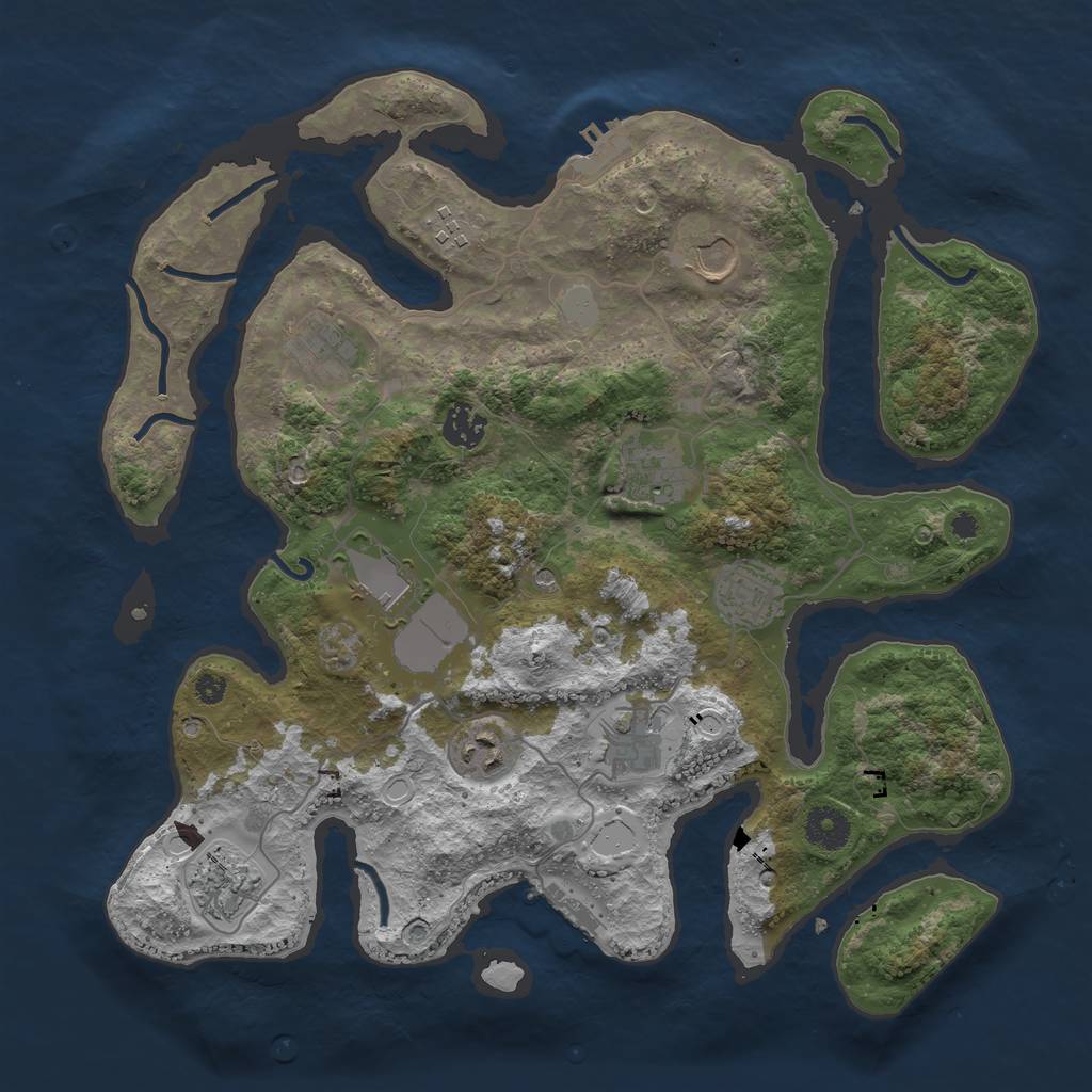 Rust Map: Procedural Map, Size: 3700, Seed: 5717939, 18 Monuments