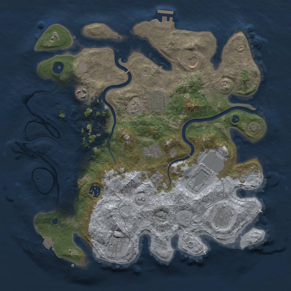 Rust Map: Procedural Map, Size: 3700, Seed: 1356374, 14 Monuments