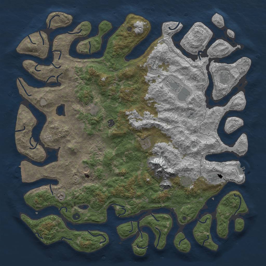 Rust Map: Procedural Map, Size: 5500, Seed: 92010, 19 Monuments