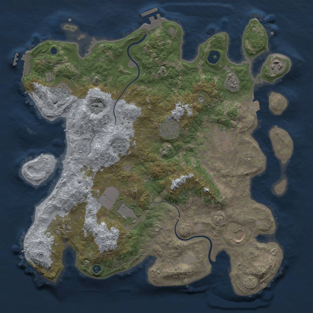 Rust Map: Procedural Map, Size: 3700, Seed: 336413, 14 Monuments