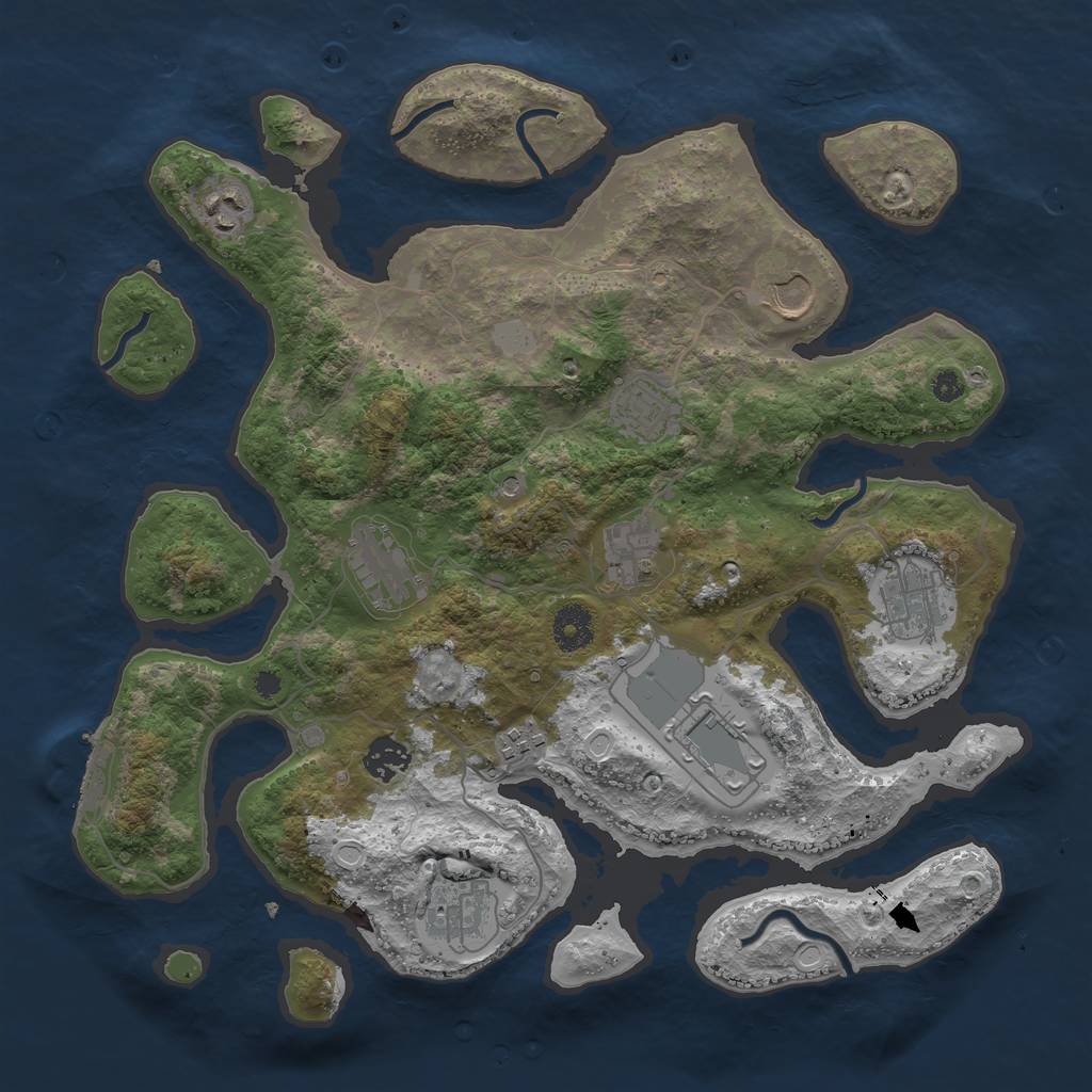 Rust Map: Procedural Map, Size: 3700, Seed: 1553516, 17 Monuments
