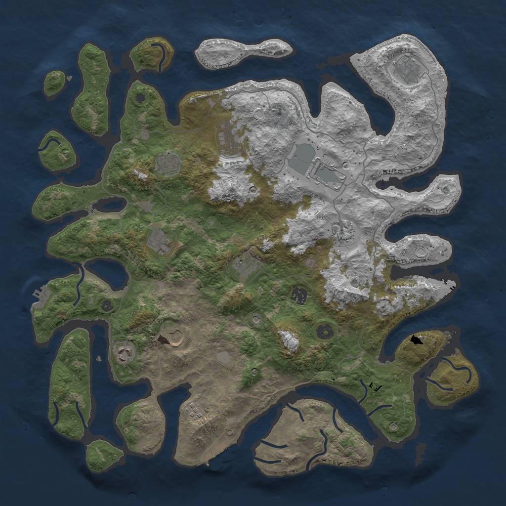 Rust Map: Procedural Map, Size: 4567, Seed: 45645, 19 Monuments