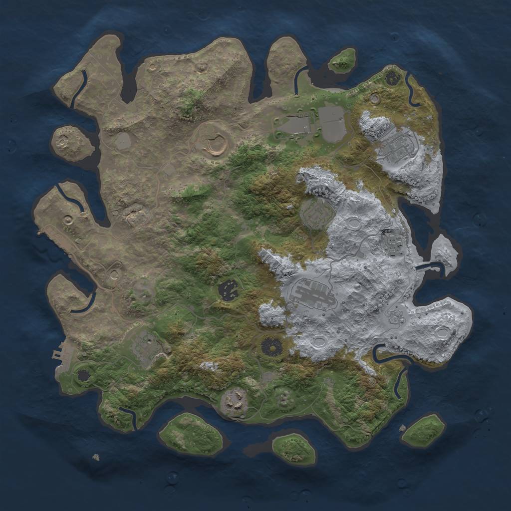 Rust Map: Procedural Map, Size: 3700, Seed: 4008881, 16 Monuments