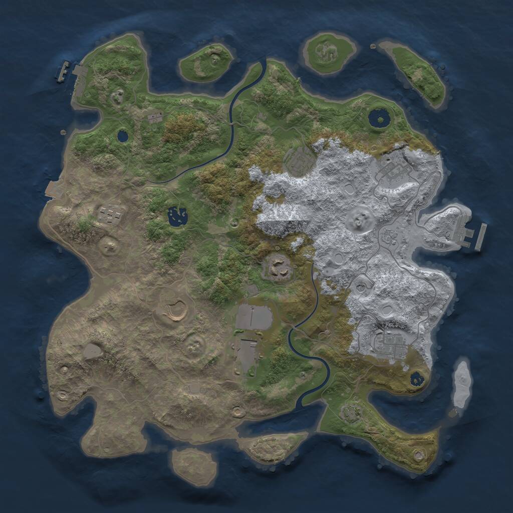 Rust Map: Procedural Map, Size: 3700, Seed: 3119516, 14 Monuments
