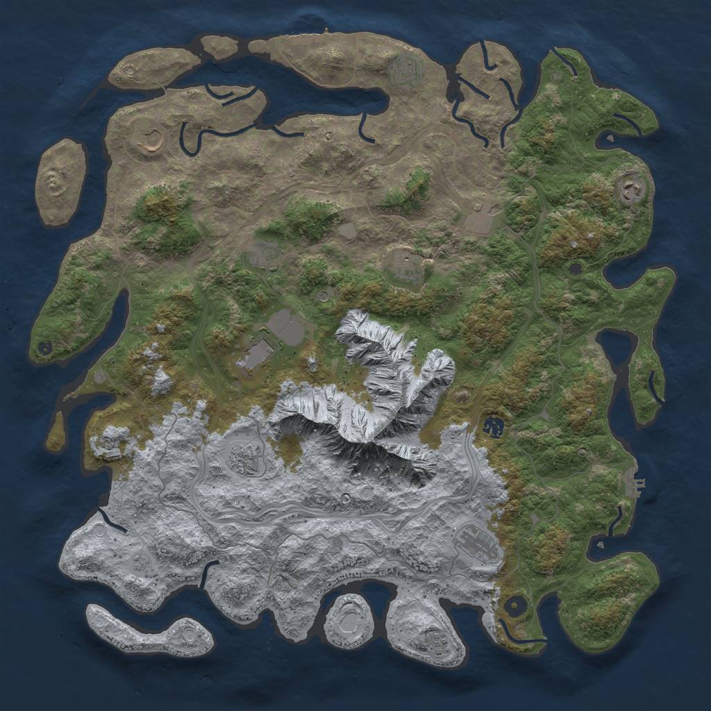 Rust Map: Procedural Map, Size: 5000, Seed: 5003, 18 Monuments