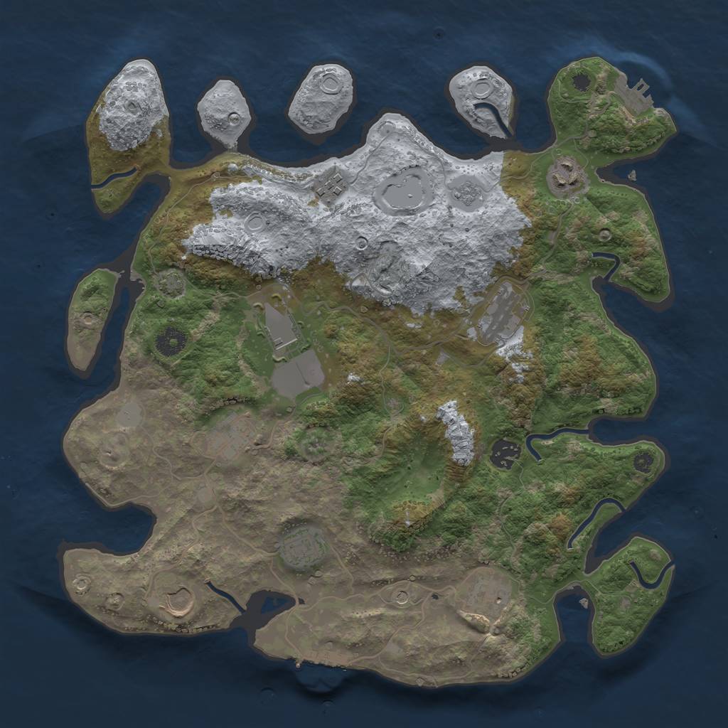 Rust Map: Procedural Map, Size: 3700, Seed: 3236656, 17 Monuments