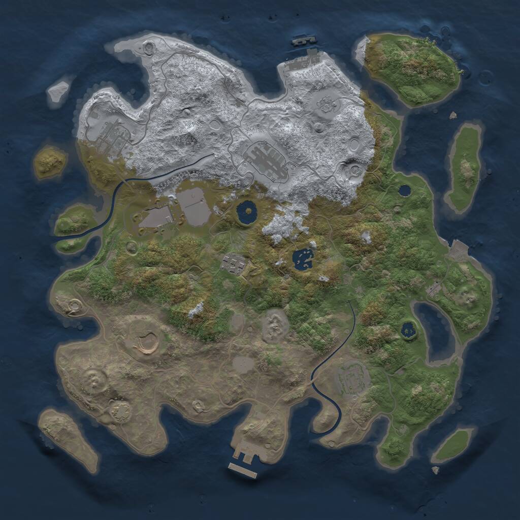 Rust Map: Procedural Map, Size: 3550, Seed: 302936, 13 Monuments