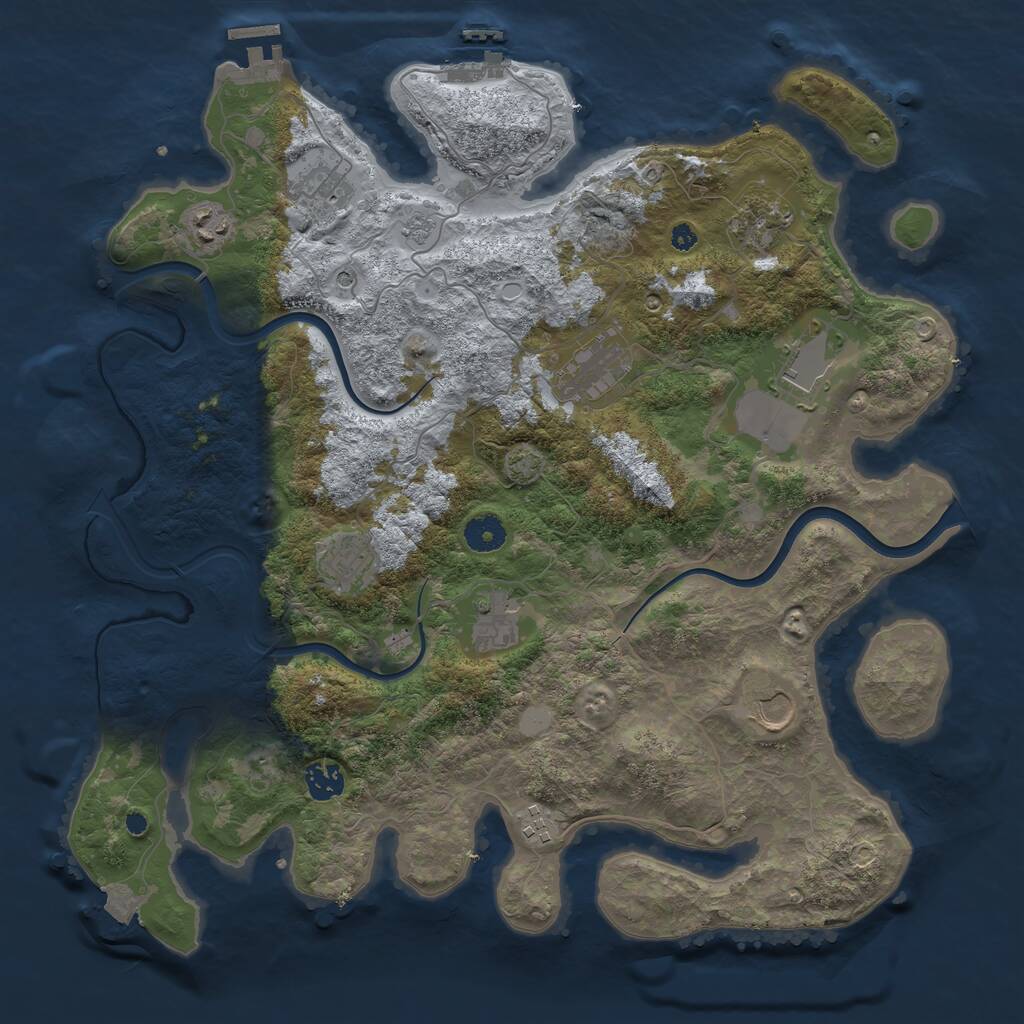 Rust Map: Procedural Map, Size: 3950, Seed: 1285257821, 16 Monuments