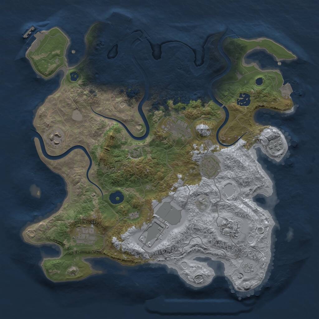 Rust Map: Procedural Map, Size: 3500, Seed: 454, 14 Monuments