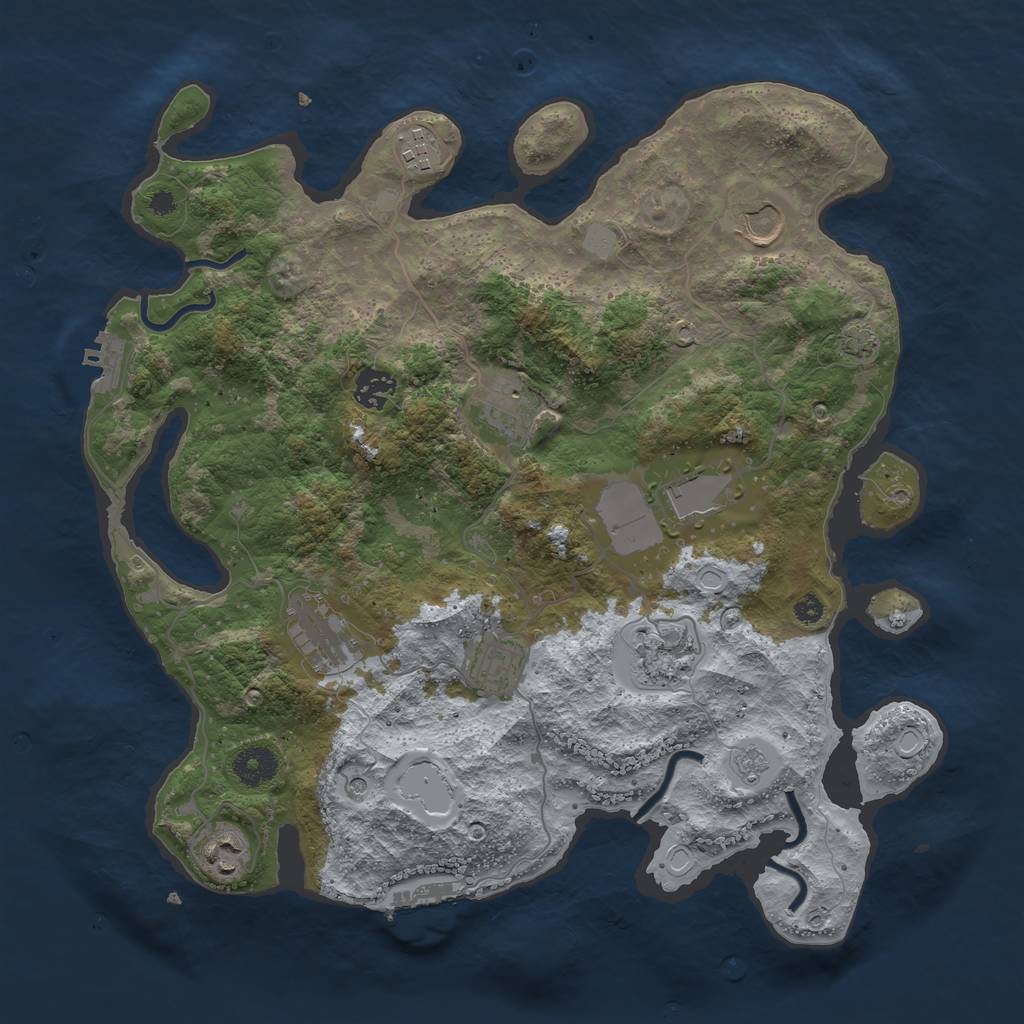 Rust Map: Procedural Map, Size: 3700, Seed: 3145431, 17 Monuments