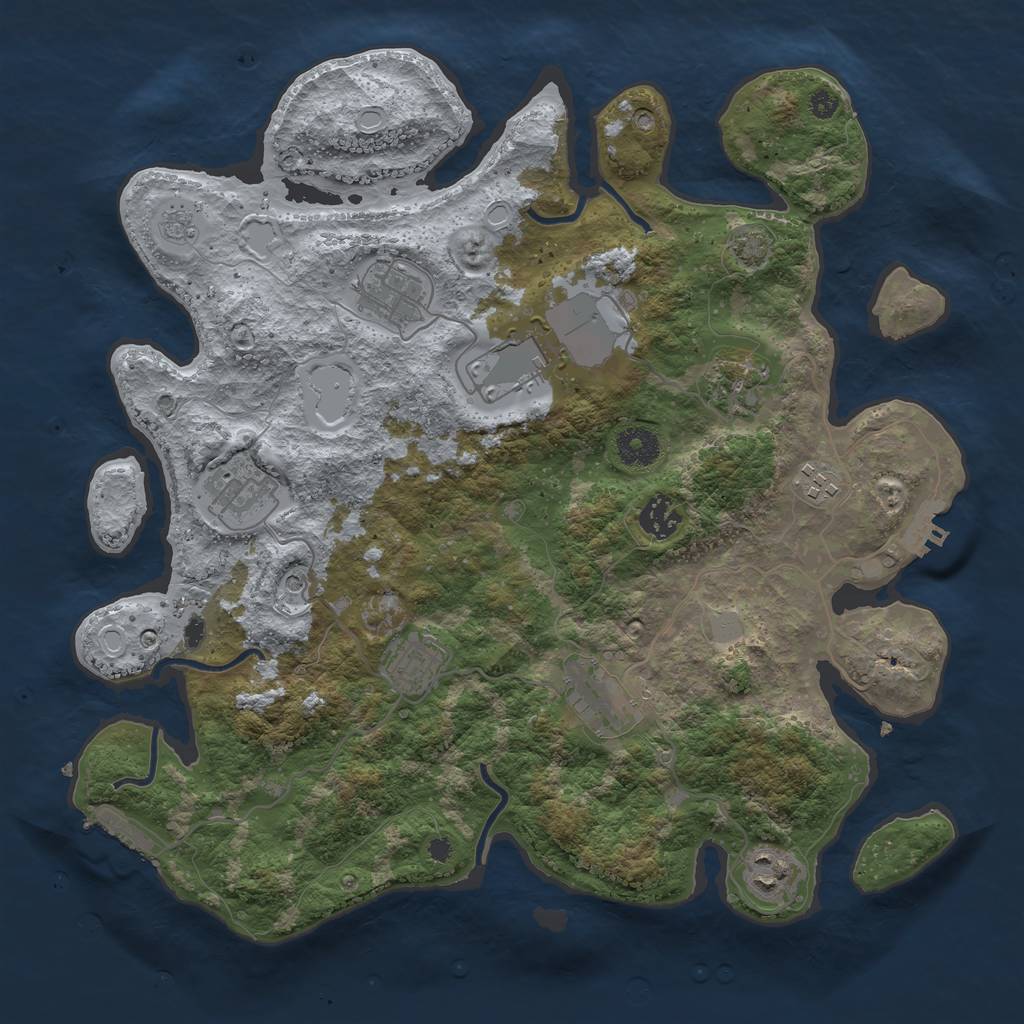 Rust Map: Procedural Map, Size: 3700, Seed: 460257, 17 Monuments