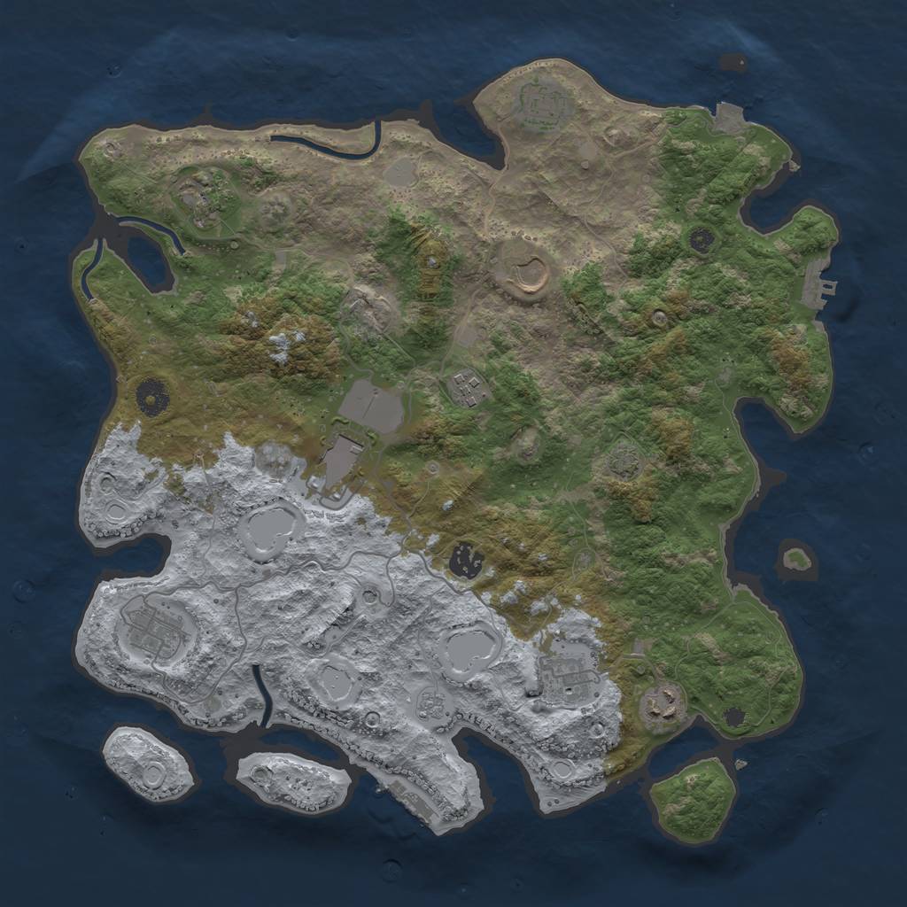 Rust Map: Procedural Map, Size: 3900, Seed: 2345154, 17 Monuments