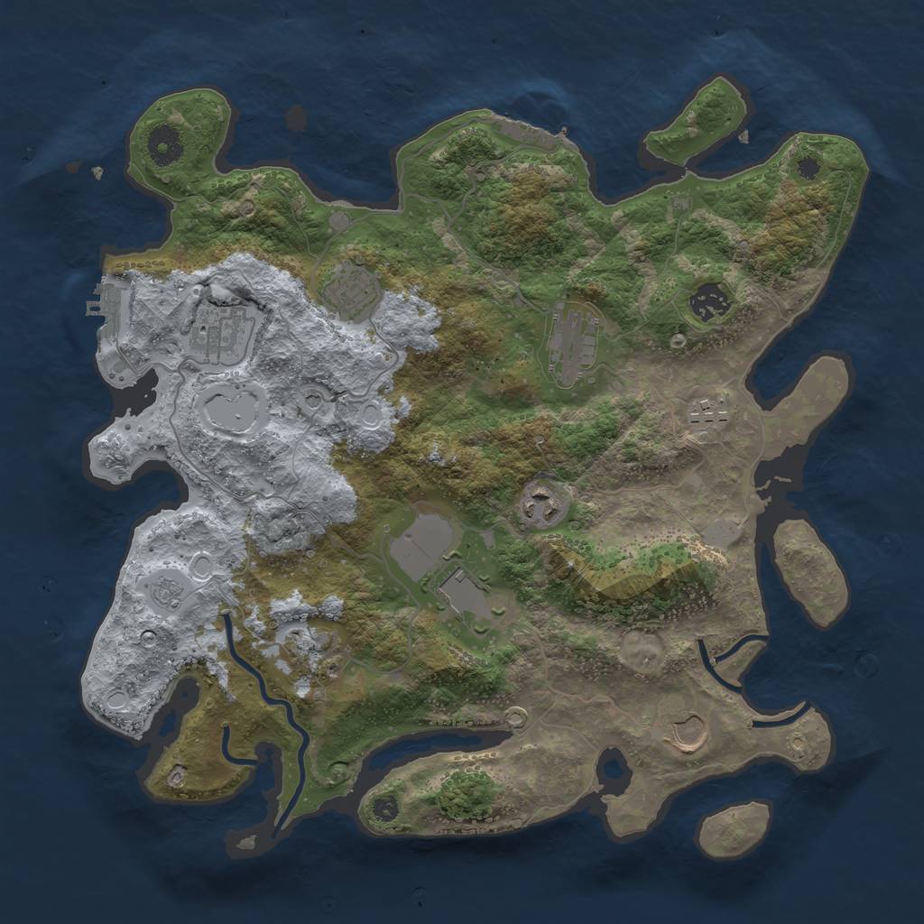 Rust Map: Procedural Map, Size: 3700, Seed: 2687310, 16 Monuments