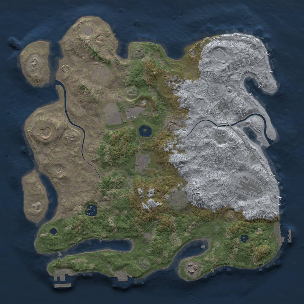Rust Map: Procedural Map, Size: 3700, Seed: 6024005, 16 Monuments