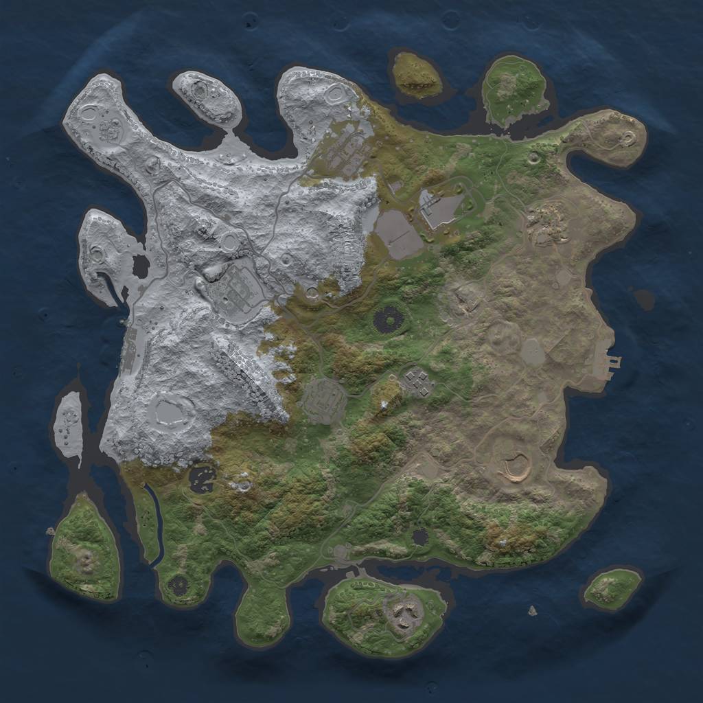 Rust Map: Procedural Map, Size: 3700, Seed: 38796, 16 Monuments