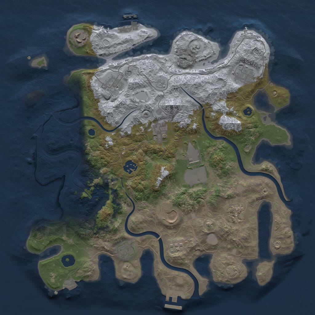 Rust Map: Procedural Map, Size: 3700, Seed: 5304984, 16 Monuments