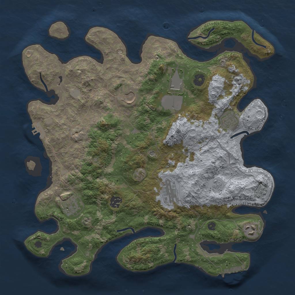 Rust Map: Procedural Map, Size: 3700, Seed: 2220693, 15 Monuments