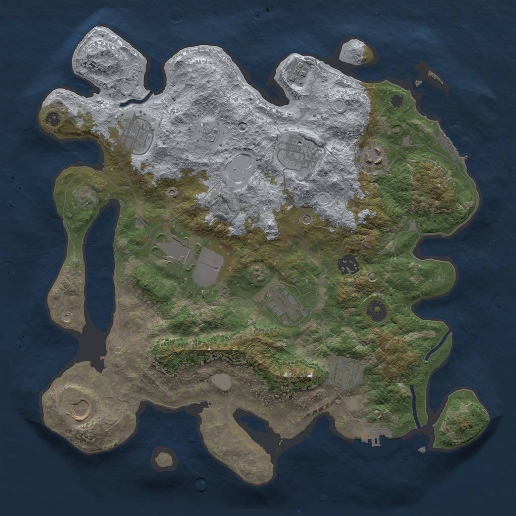 Rust Map: Procedural Map, Size: 3700, Seed: 1145724, 16 Monuments