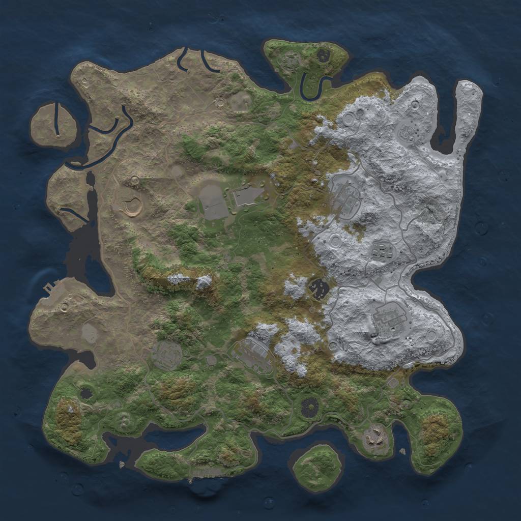 Rust Map: Procedural Map, Size: 4000, Seed: 415051, 17 Monuments