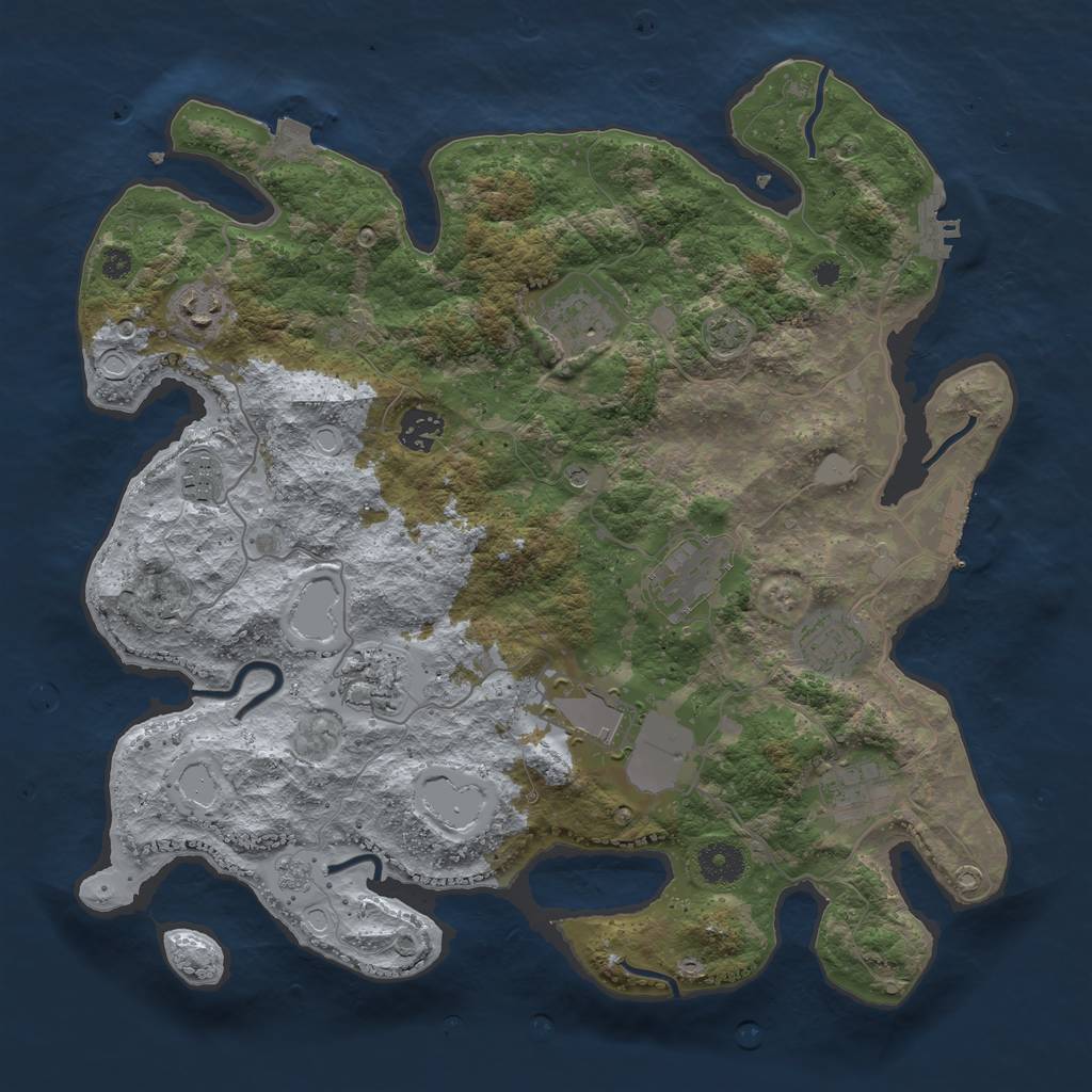 Rust Map: Procedural Map, Size: 3700, Seed: 3114298, 17 Monuments