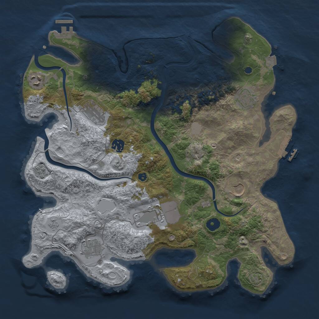 Rust Map: Procedural Map, Size: 3700, Seed: 3114298, 14 Monuments