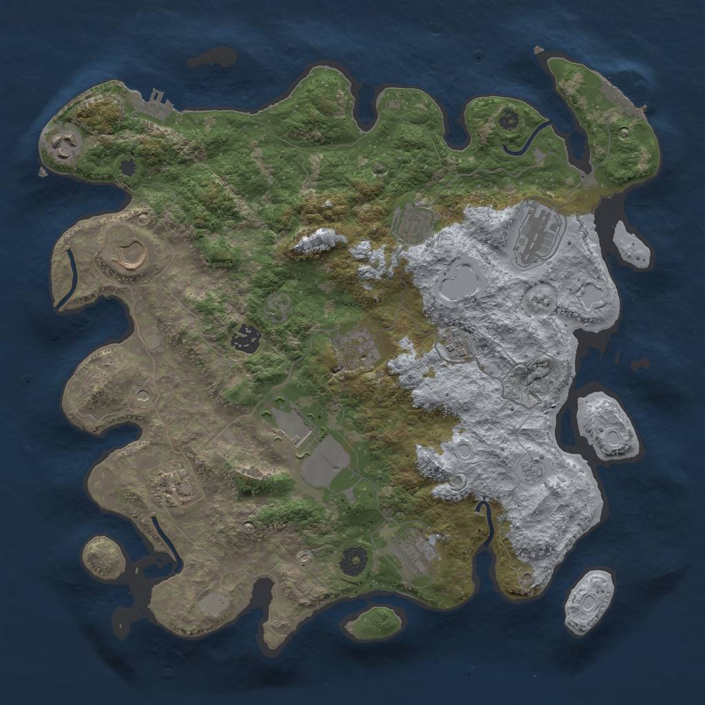 Rust Map: Procedural Map, Size: 3700, Seed: 838732, 17 Monuments