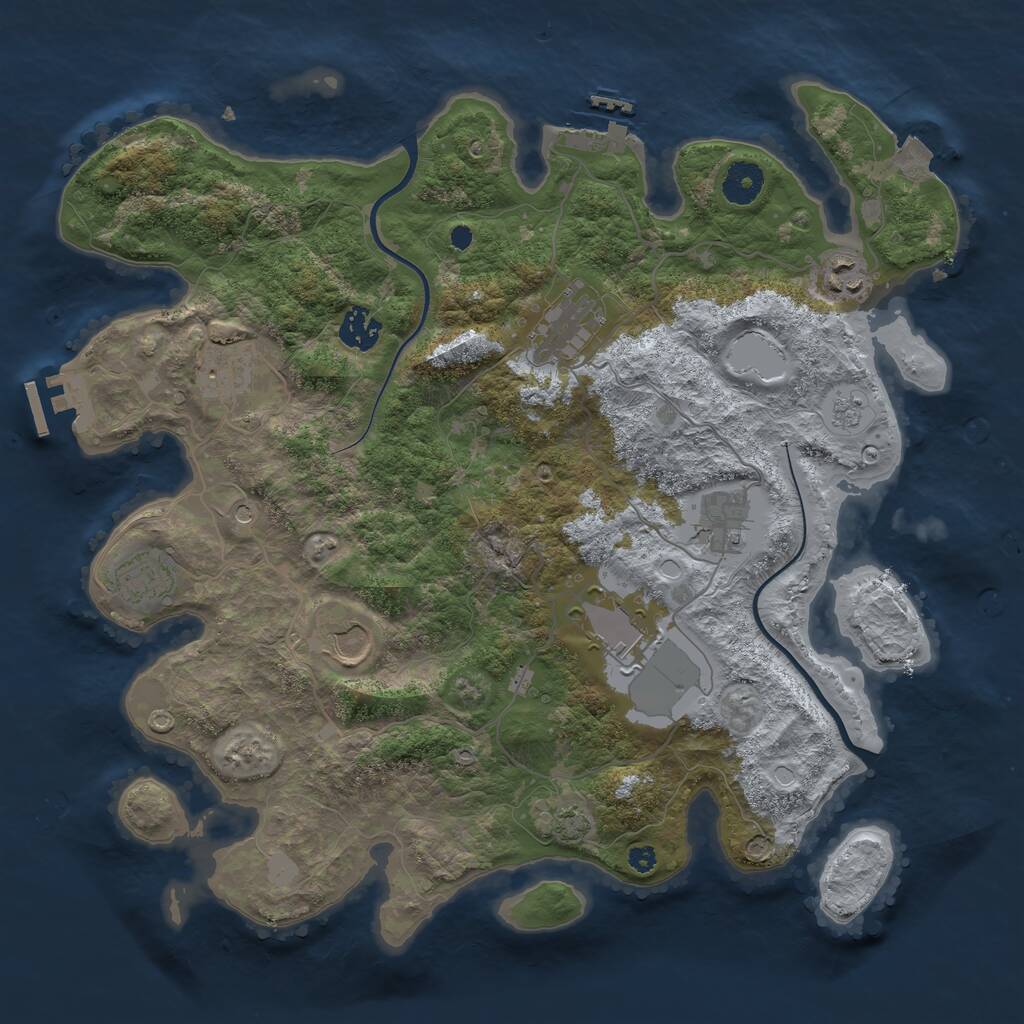 Rust Map: Procedural Map, Size: 3700, Seed: 838732, 14 Monuments