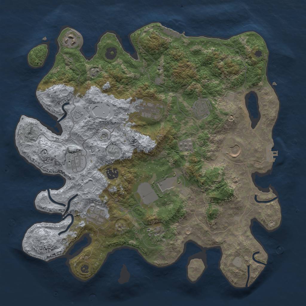 Rust Map: Procedural Map, Size: 3700, Seed: 3508885, 17 Monuments