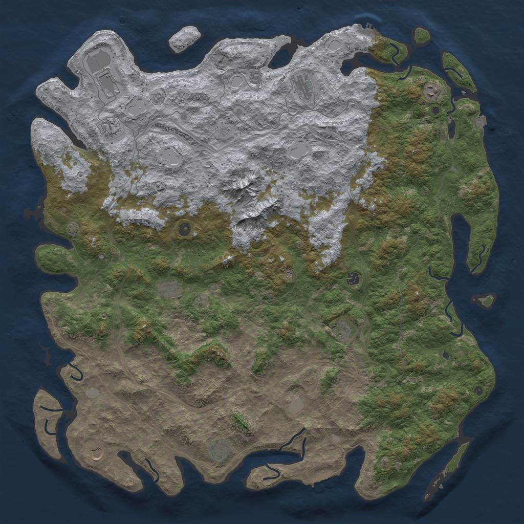 Rust Map: Procedural Map, Size: 6000, Seed: 2785, 19 Monuments