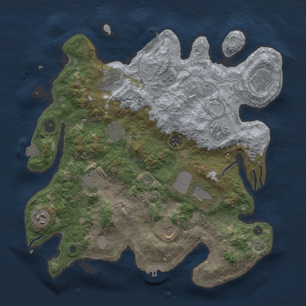 Rust Map: Procedural Map, Size: 3700, Seed: 4822066, 18 Monuments