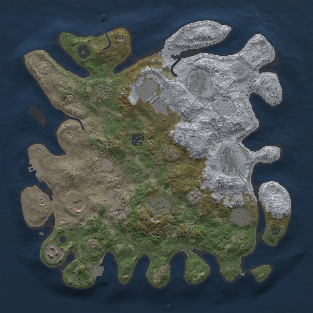 Rust Map: Procedural Map, Size: 3700, Seed: 2367089, 17 Monuments