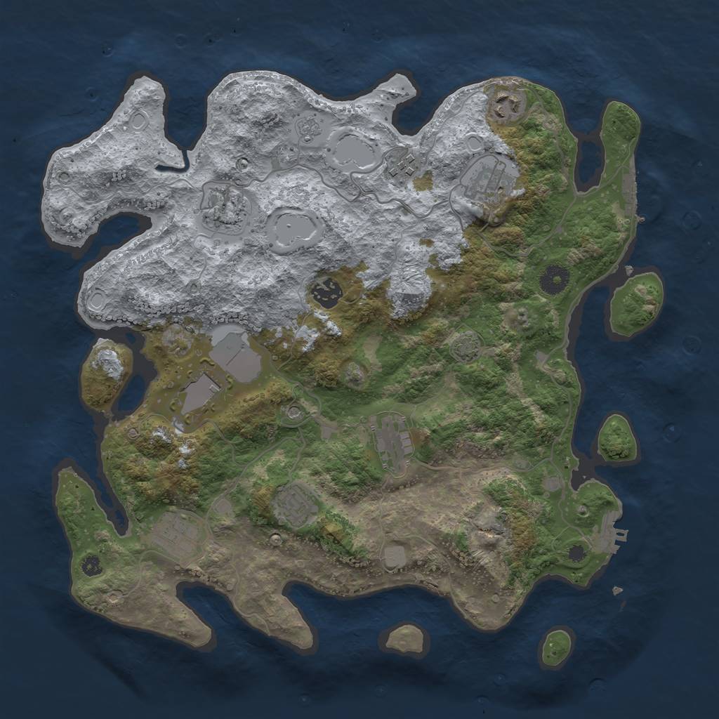 Rust Map: Procedural Map, Size: 3700, Seed: 5672277, 17 Monuments