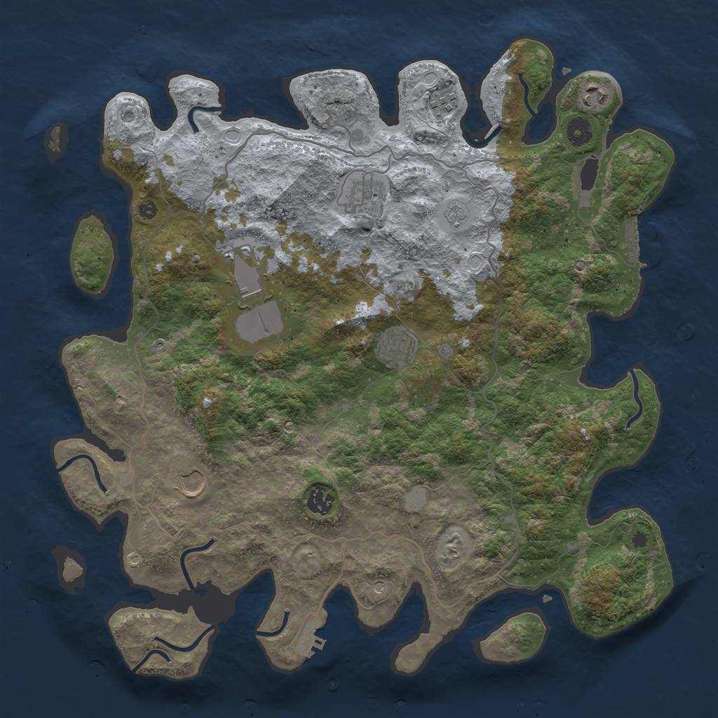 Rust Map: Procedural Map, Size: 4000, Seed: 37677, 14 Monuments