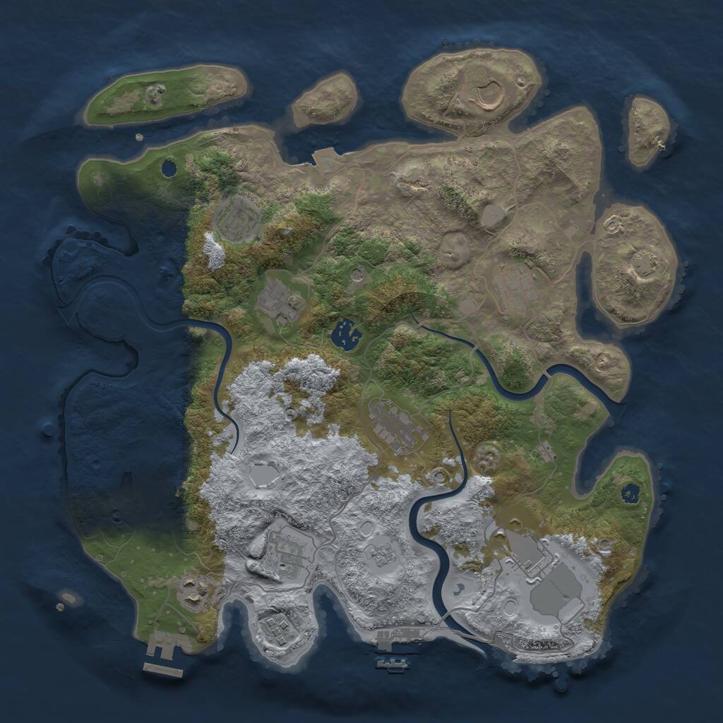 Rust Map: Procedural Map, Size: 3700, Seed: 3290338, 16 Monuments