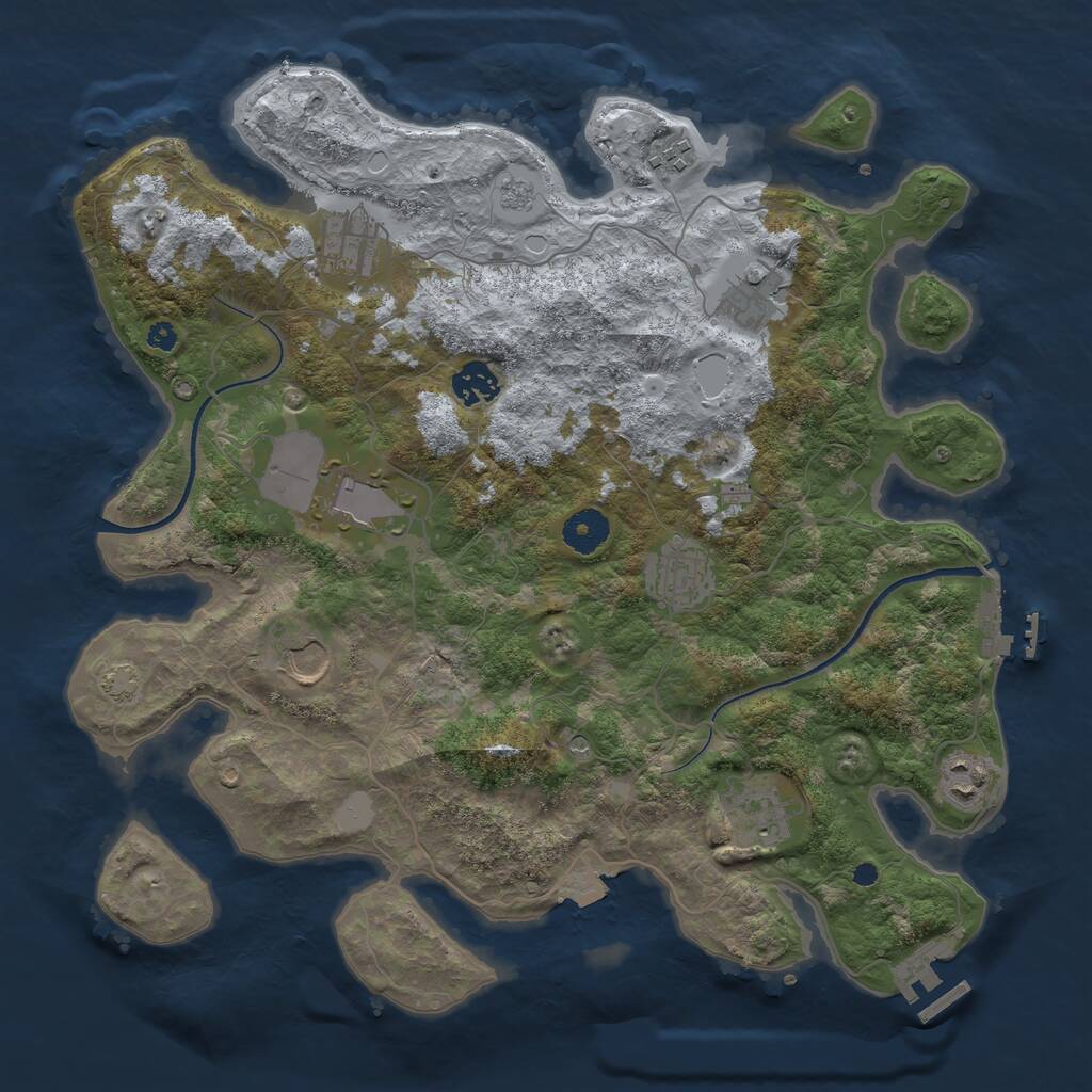 Rust Map: Procedural Map, Size: 3700, Seed: 2403804, 15 Monuments
