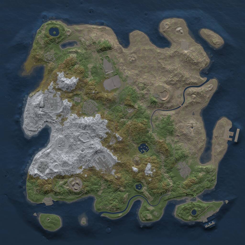 Rust Map: Procedural Map, Size: 3700, Seed: 5671514, 15 Monuments