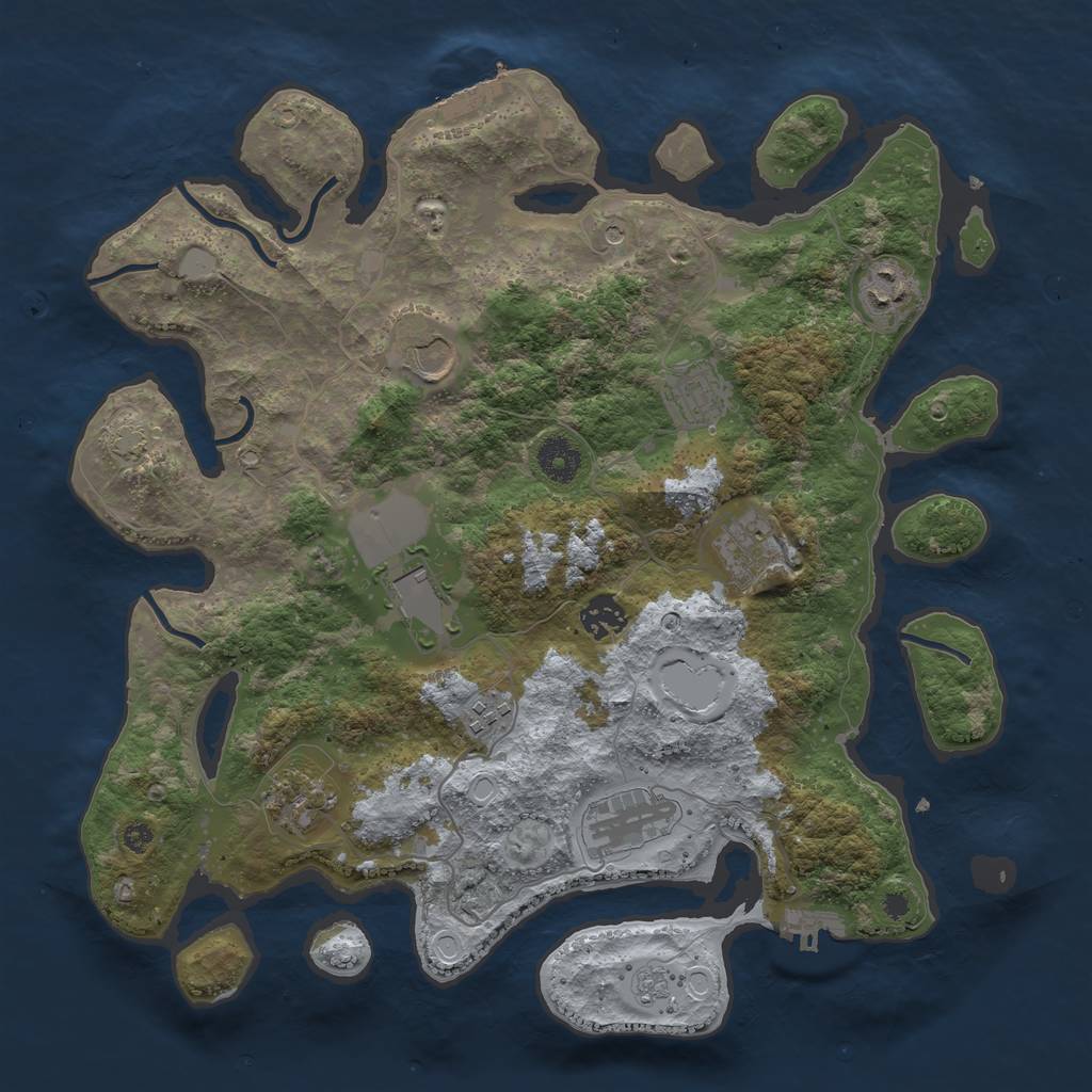 Rust Map: Procedural Map, Size: 3700, Seed: 232364, 17 Monuments