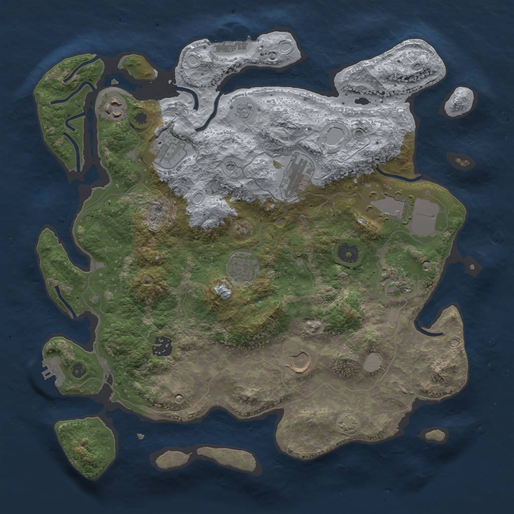 Rust Map: Procedural Map, Size: 3700, Seed: 622853, 16 Monuments