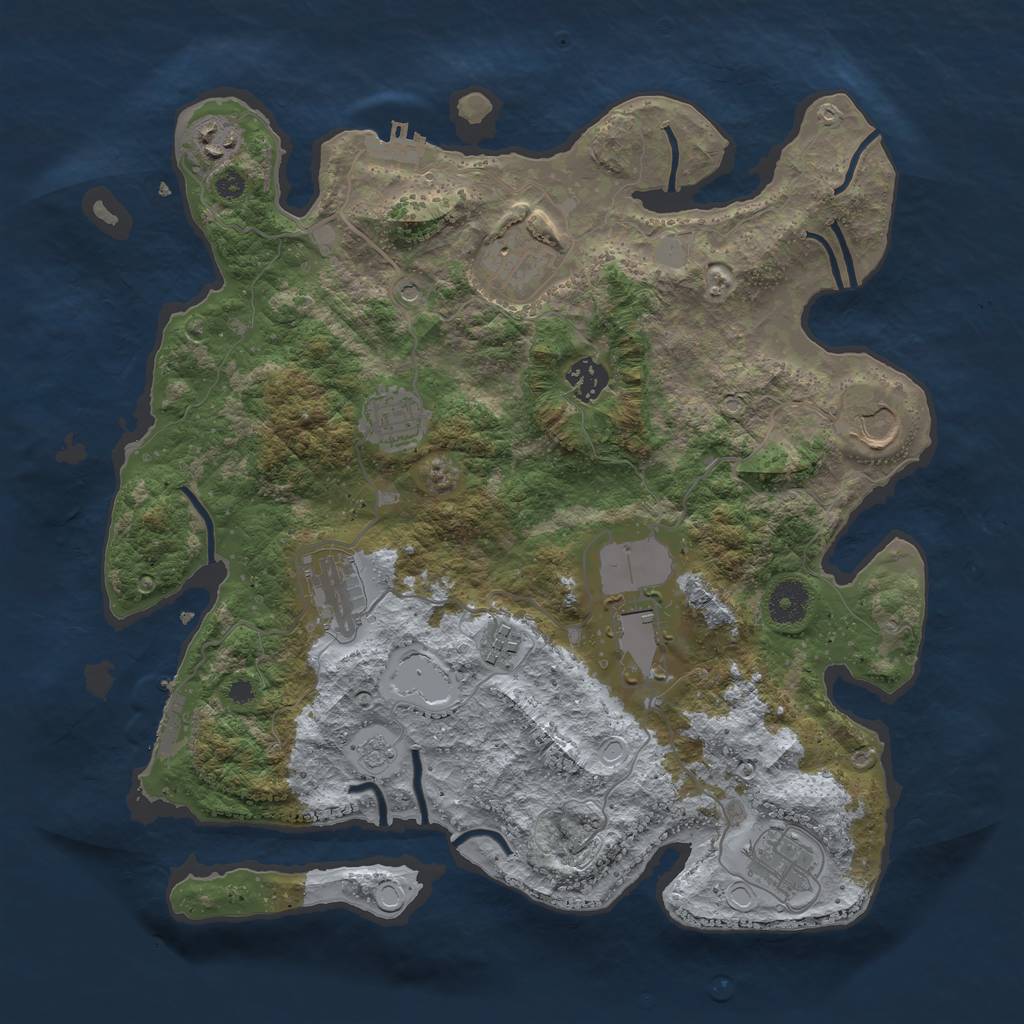 Rust Map: Procedural Map, Size: 3700, Seed: 1366087, 16 Monuments