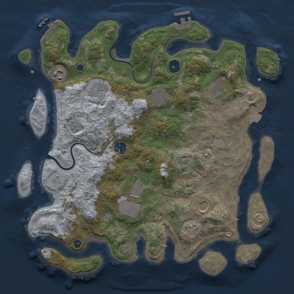 Rust Map: Procedural Map, Size: 3700, Seed: 3370891, 15 Monuments