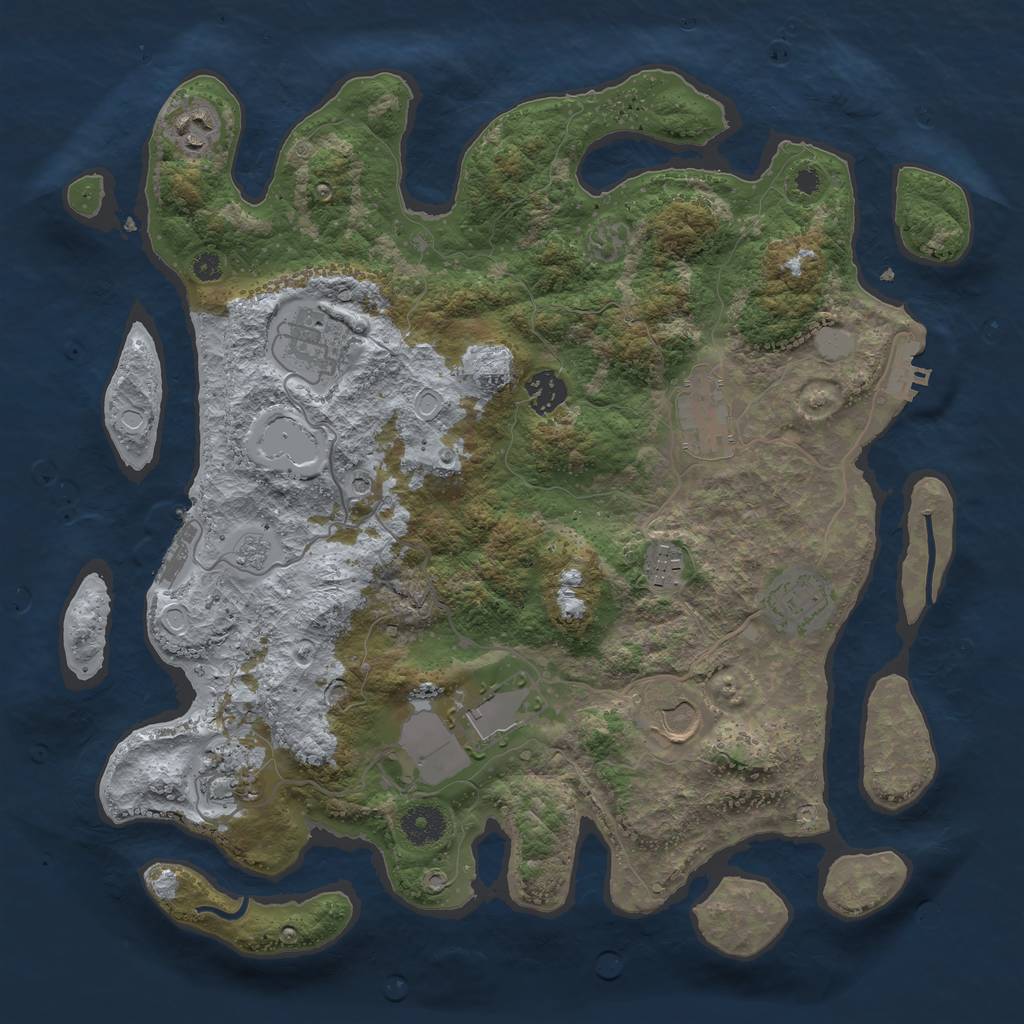 Rust Map: Procedural Map, Size: 3700, Seed: 3370891, 16 Monuments