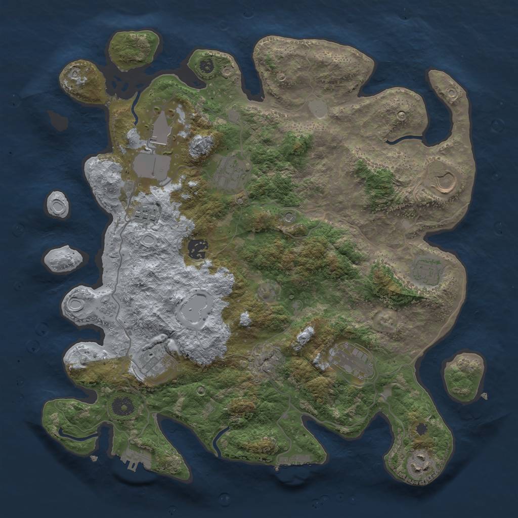 Rust Map: Procedural Map, Size: 3700, Seed: 5701929, 16 Monuments